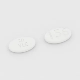 Tablet Atorvastatin 20 mg: putih, oval, 12 mm, dengan kode cetak 20 VLE 156.