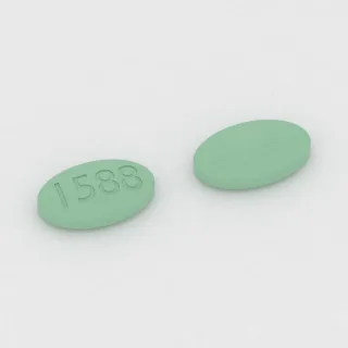 Brivaracetam 100 mg tablet: green, oval, 15 mm, imprinted 1588.