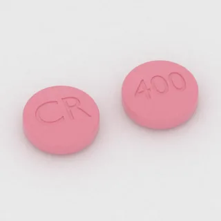 Carbamazepine 400 mg tablet: pink, round, 12 mm, imprinted CR on one side and 400 on the other.