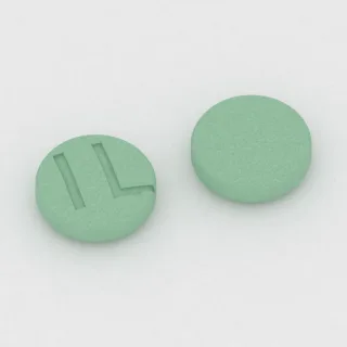 Chlortalidon 25 mg, tabletka: zielona, okrągła, 6 mm, z oznaczeniem 1L.