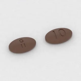 Citalopram 10 mg Tablette: braun, oval, 9 mm, Prägung G 11 10.