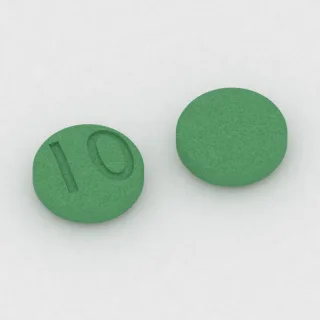 Chlortalidon 25 mg, tabletka: zielona, okrągła, 5 mm, z oznaczeniem 10.