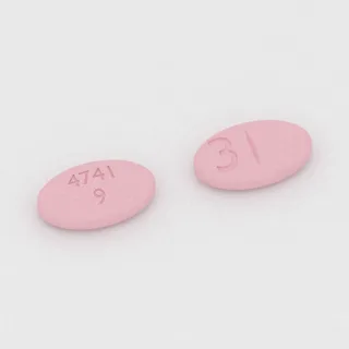 Citalopram 20 mg Tablette: rosa, oval, 11 mm, mit Bruchkerbe, Prägung 4741 9 3.