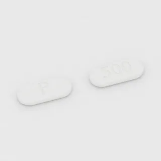 Ciprofloxacin 500 mg tablet: white, capsule-shaped, 18 mm, imprinted P on one side and 500 on the other.