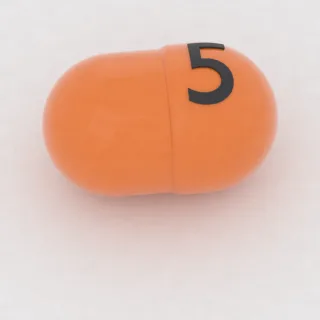 Bisacodyl 5 mg capsule: orange, 5 mm, imprinted 5.