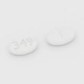 Buspirone 5 mg tablet: white, oval, 6 mm, scored, imprinted 349.
