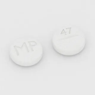 Albuterol 2 mg tablet: white, round, 6 mm, scored, imprinted MP on one side and 47 on the other.