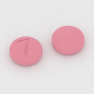 Clopidogrel 75 mg Tablette: rosa, rund, 8 mm, Prägung 7.