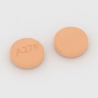 Carbamazepine 400 mg tablet: orange, round, 12 mm, imprinted A279.