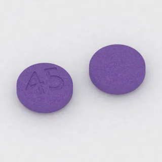 Amitriptilin 75 mg tablet: mor, yuvarlak, 10 mm, üzerinde 45 baskısı var.
