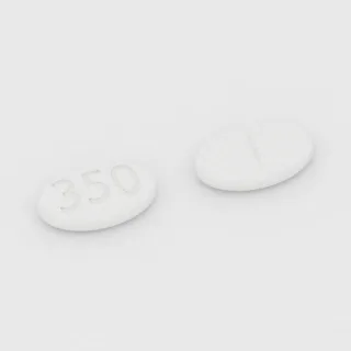 Buspirone 7.5 mg tablet: white, oval, 9 mm, scored, imprinted 350.