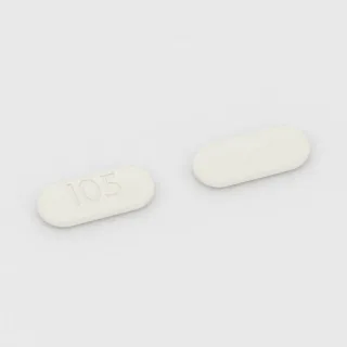 Amoksycylina + kwas klawulanowy 250 mg / 125 mg, tabletka: biała, w kształcie kapsułki, 17 mm, z oznaczeniem I05.