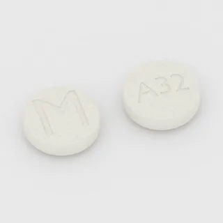 Armodafinil 150 mg tablet: white, round, 10 mm, imprinted M on one side and A32 on the other.