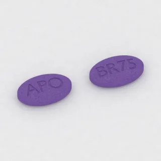 Brivaracetam 75 mg tablet: purple, oval, 13 mm, imprinted APO on one side and BR75 on the other.