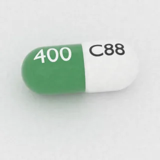 Celecoxib 400 mg capsule: white and green, 23 mm, imprinted C88 on one side and 400 on the other.