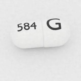 كبسولة أبريبيتانت 80 mg: أبيض وأبيض، 18 مم، النقش G على أحد الوجهين و584 على الوجه الآخر.
