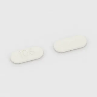 Amoksycylina + kwas klawulanowy 500 mg / 125 mg, tabletka: biała, w kształcie kapsułki, 19 mm, z oznaczeniem I06.