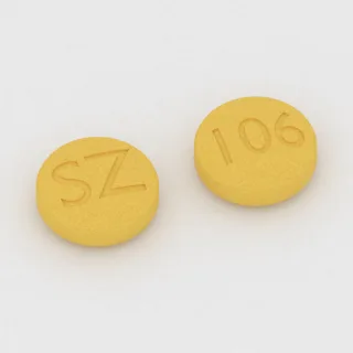 Cetirizin 10 mg Tablette: gelb, rund, 9 mm, Prägung SZ auf der einen Seite und 106 auf der anderen.